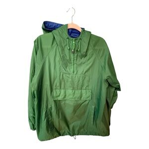 Lands’ End Women’s Green Pullover Windbreaker Jacket Hooded Anorak Size M 10-12